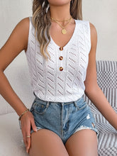 Load image into Gallery viewer, Openwork V-Neck Knit Vest