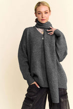 Load image into Gallery viewer, Davi &amp; Dani V-Neck Dropped Shoulder Sweater with Scarf Set