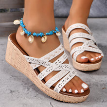 Load image into Gallery viewer, PU Leather Crisscross Wedge Sandals