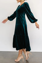 Load image into Gallery viewer, V-Neck Long Sleeve Midi Velvet Dress