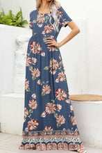 Load image into Gallery viewer, Printed Round Neck Short Sleeve Maxi Dress