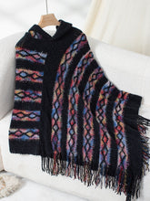 Load image into Gallery viewer, Fringe Contrast Hooded Poncho