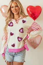 Load image into Gallery viewer, Valentine’s Day Sequin Heart Pattern Long Sleeve Sweatshirt