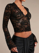 Load image into Gallery viewer, V-Neck Flare Sleeve Lace Top