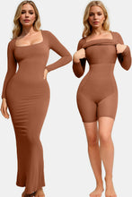 Load image into Gallery viewer, Basic Bae Built-In Shapewear Square Neck Long Sleeve Maxi Dress