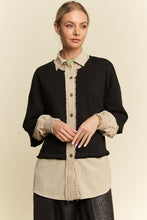 Load image into Gallery viewer, Davi &amp; Dani Faux Layered French Terry Contrast Top