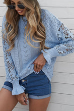 Load image into Gallery viewer, Openwork Round Neck Long Sleeve Sweater