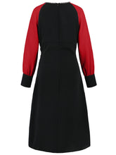 Load image into Gallery viewer, Ruched Contrast Long Sleeve Midi Dress