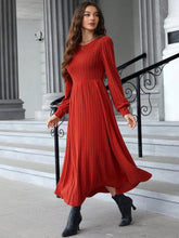 Load image into Gallery viewer, Ribbed Round Neck Long Sleeve Dress