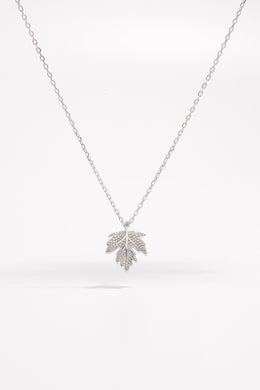 925 Sterling Silver Zircon Maple Leaf Necklace