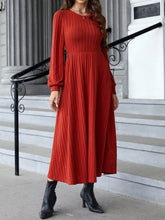 Load image into Gallery viewer, Ribbed Round Neck Long Sleeve Dress