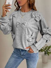 Load image into Gallery viewer, Perfee Bow Round Neck Long Sleeve Sweatshirt