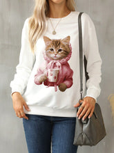 Load image into Gallery viewer, Cat Round Neck Long Sleeve Sweatshirt