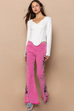 Load image into Gallery viewer, POL Raw Hem Embroidered Flare Pants