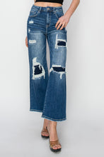 Load image into Gallery viewer, Risen Full Size High Rise Patch Detailed Wide Leg Crop Jeans