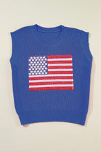 Load image into Gallery viewer, Sequin US Flag Round Neck Sweater Vest