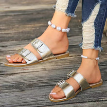 Load image into Gallery viewer, Open Toe Double Buckle Sandals