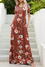 Load image into Gallery viewer, Printed Round Neck Short Sleeve Maxi Dress