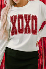 Load image into Gallery viewer, Valentine’s Day XOXO Glitter Round Neck Sweatshirt