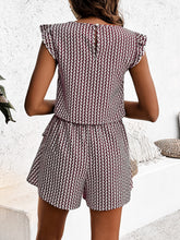 Load image into Gallery viewer, Printed Round Neck Top and Layered Shorts Set