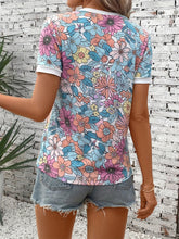 Load image into Gallery viewer, Floral Round Neck Short Sleeve T-Shirt