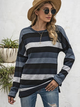 Load image into Gallery viewer, Full Size Striped Round Neck Long Sleeve T-Shirt Plus Size