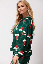 Load image into Gallery viewer, Christmas Hat Pattern Round Neck Long Sleeve Top and Pants Set