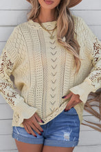 Load image into Gallery viewer, Openwork Round Neck Long Sleeve Sweater