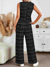 Load image into Gallery viewer, Plaid V-Neck Button Up Vest and Pants Set