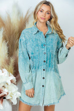 Load image into Gallery viewer, Corduroy Dip Dye Shirt Dress in Teal