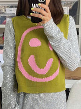 Load image into Gallery viewer, Smiley Round Neck Sweater Vest