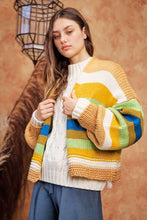 Load image into Gallery viewer, Davi &amp; Dani Contrast Striped Open Front Lantern Sleeve Cardigan