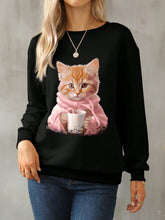 Load image into Gallery viewer, Cat Round Neck Long Sleeve Sweatshirt