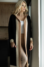 Load image into Gallery viewer, Pocketed Contrast Long Sleeve Hooded Cardigan