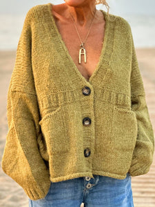 Pocketed V-Neck Button Up Cardigan