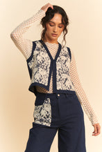 Load image into Gallery viewer, Davi &amp; Dani Lace Patch Open Front Denim Vest