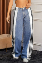 Load image into Gallery viewer, Contrast Side Striped Wide Leg Jeans