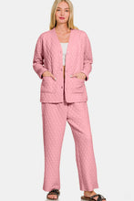 Load image into Gallery viewer, Zenana Quilted Button Up Long Sleeve Top and Pants Lounge Set