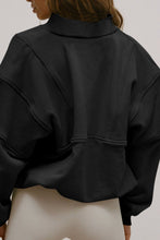 Load image into Gallery viewer, Half Zip Drop Shoulder Long Sleeve Sweatshirt