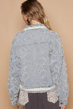 Load image into Gallery viewer, POL Star Textured Raw Hem Long Sleeve Denim Jacket