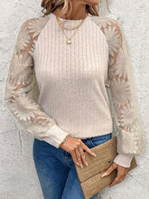 Load image into Gallery viewer, Round Neck Lace Patchwork Long Sleeve Top