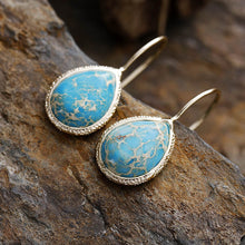 Load image into Gallery viewer, Copper Natural Stone Teardrop Shape Earrings