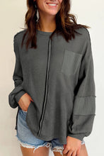 Load image into Gallery viewer, Exposed Seam Round Neck Long Sleeve Sweatshirt