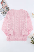 Load image into Gallery viewer, Openwork Round Neck Long Sleeve Sweater