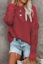 Load image into Gallery viewer, Openwork Round Neck Long Sleeve Sweater