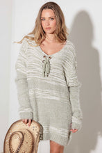 Load image into Gallery viewer, Thinkable Mixed-Stitch Front Tie Sweater Dress