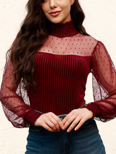 Load image into Gallery viewer, Smocked Mock Neck Long Sleeve Bodysuit