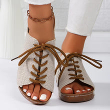 Load image into Gallery viewer, Lace-Up Open Toe Wedge Sandals