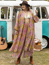 Load image into Gallery viewer, Plus Size Printed Open Front Cover Up and Pants Set