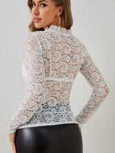 Load image into Gallery viewer, Ruffled V-Neck Long Sleeve Lace Top